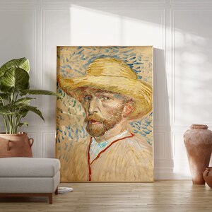 Vincent van Gogh Poster, Self-Portrait with a Straw Hat 1887, Van Gogh Print, Museum Poster, Vintage Poster, Vintage Print, Digital Download