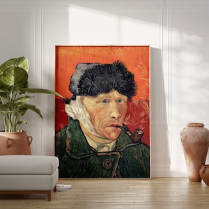 Vincent van Gogh Poster, Self-Portrait with Bandaged Ear and Pipe 1889, Van Gogh Print, Museum Wall Art, Vintage Poster, Vintage Print