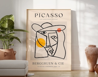 Picasso-teckning med en linje, bohemisk väggkonst (digital nedladdning)