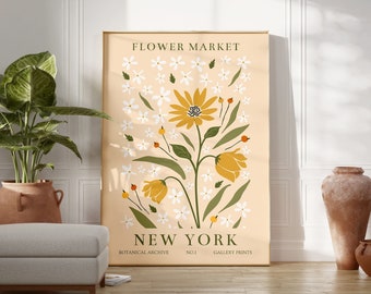 New York Blumenmarkt Print, Botanische Boho Wand Kunst (Digitaler Download)