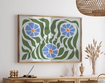 Horizontal Floral Print, Boho Botanical Wall Art (Digital Download)