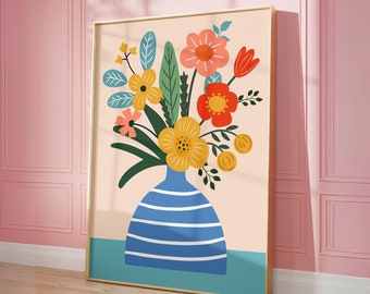 Flower Art Print, Flowers Vase Poster, Flower Bouquet Art Print, Botanical Wall Art, Flower Prints, Flower Poster, Flower Market Print