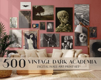 500 Vintage Dark Academia Prints, Gothic Moody Collage (Digital Download)