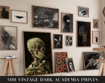 500 Vintage Dark Academia Prints, Moody Gothic Collage (Digital Download)