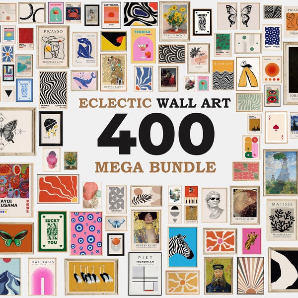 400 ECLECTIC MEGA BUNDLE Printable Wall Art, Bundle Wall Art, Gallery Wall Art, Vintage Gallery Set, Maximalist Prints, Trendy Posters