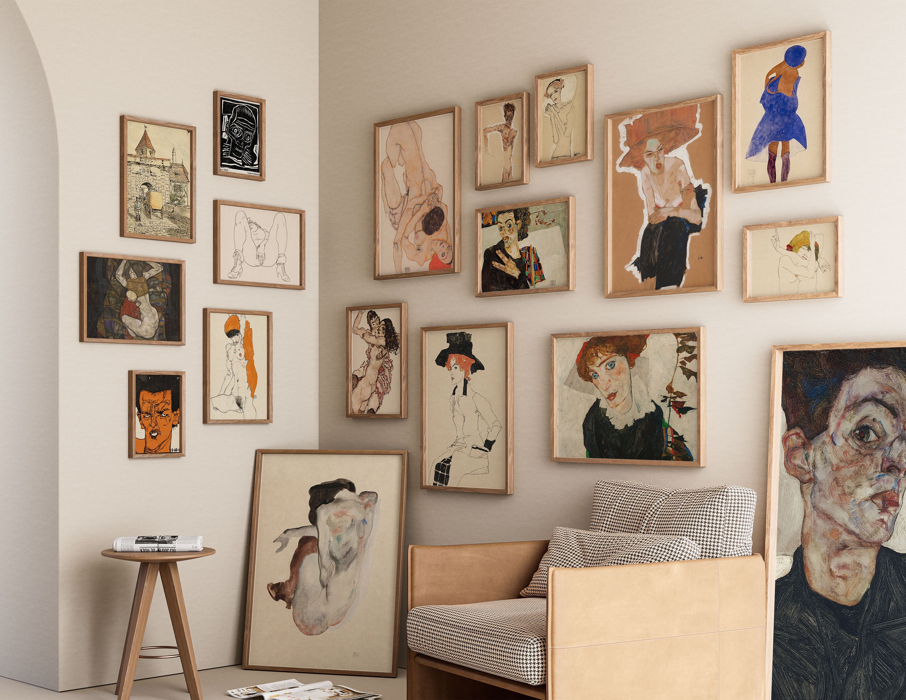 Egon Schiele Set of 18 Prints, Egon Schiele Poster, Egon Schiele Print, Vintage Poster Print, Vintage Museum Poster Digital Download