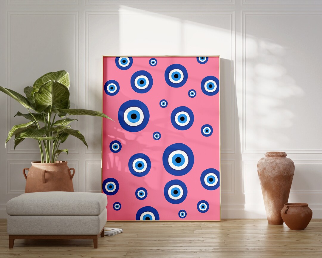 Evil Eye Print, Pink Evil Eye Wall Art , Evil Eye Poster, Evil Eye Wall ...