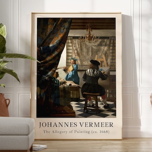 Johannes Vermeer Print, The Allegory of Painting ca. 1666, Johannes Vermeer Poster, Gallery Wall Art, Exhibition Poster, Digital Download