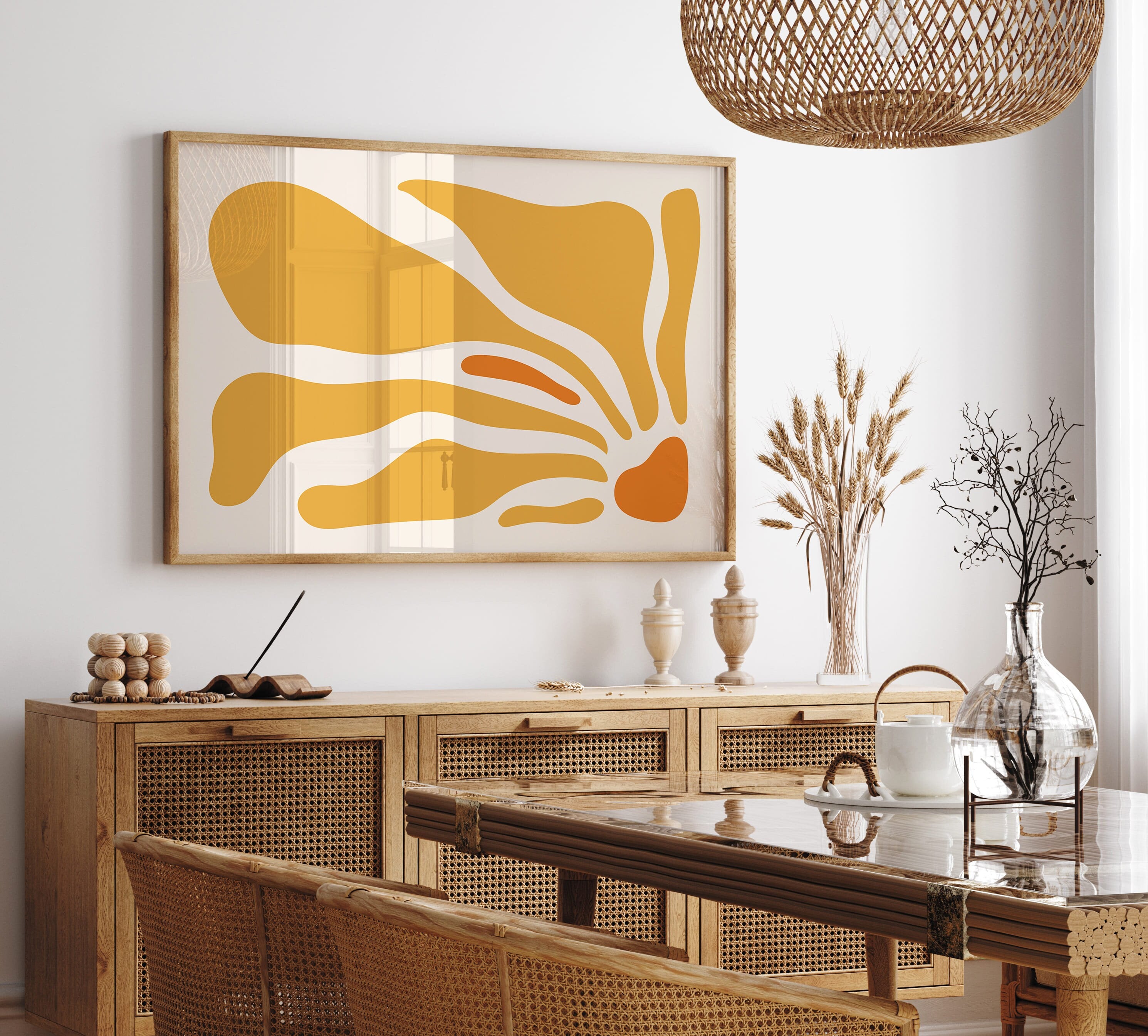 Horizontal Matisse Wall Art, Yellow Abstract Wall Art, Boho