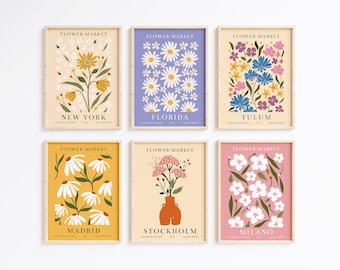 Flower Market Gallery Wall Art Prints, Set of 6 (Digital Download)