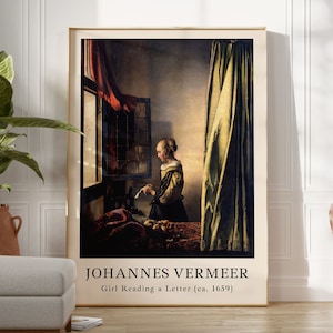 Johannes Vermeer Print, Girl Reading a Letter, Johannes Vermeer Poster, Gallery Wall Art, Exhibition Poster, Digital Download