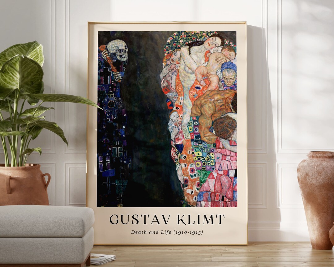 Gustav Klimt Death and Life Print, Vintage Exhibition Poster (digital ...