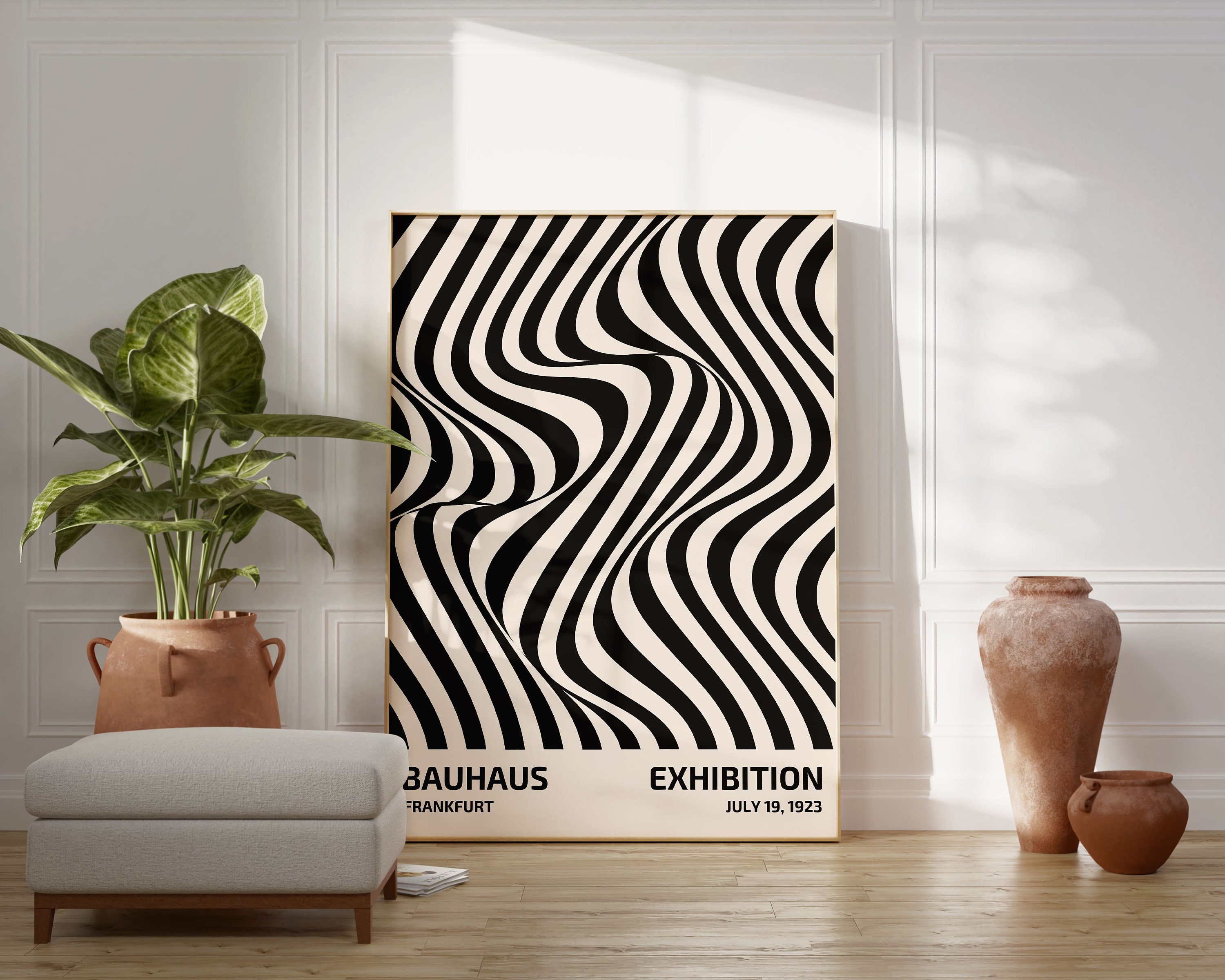 Bauhaus Poster Print Set of 6, Black and White Abstract