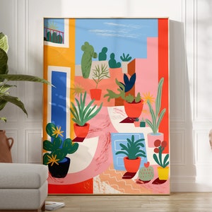 Impresión de flores retro, impresión de arte floral, arte de pared botánico, ilustración de plantas, cartel de plantas botánicas, impresión de arte de jardineras, descarga digital