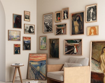 Edvard Munch Set of 18 Prints, Edvard Munch Poster, Edvard Munch Print, Vintage Poster Print, Vintage Museum Poster Digital Download