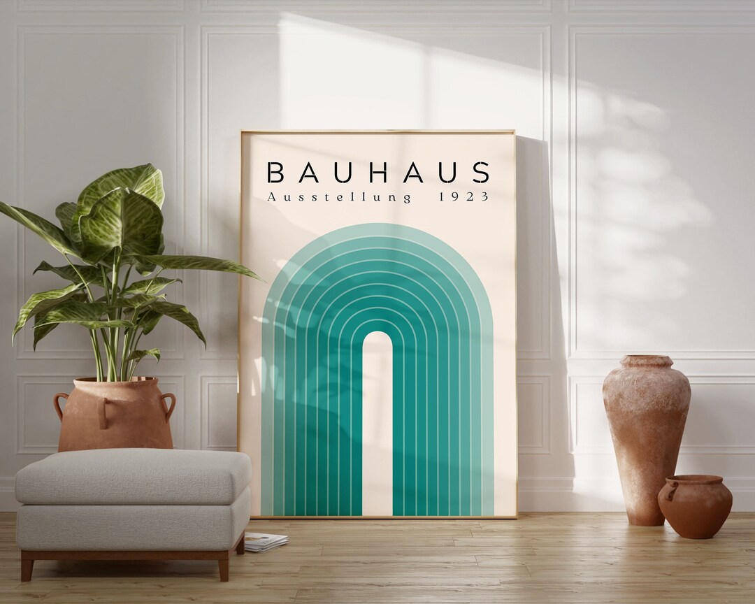 Bauhaus Exhibition Poster Print, Geometric Turquoise Abstract Art ...