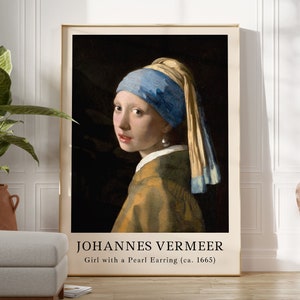 Johannes Vermeer Print, Girl with a Pearl Earring ca. 1665, Johannes Vermeer Poster, Gallery Wall Art, Exhibition Poster, Digital Download