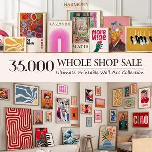 35.000 megabundel muurkunstcollectie, eclectische galerijafdrukken (digitale download)
