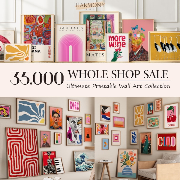 Colección Mega Bundle de 35.000 láminas para pared, impresiones de galería eclécticas (descarga digital)