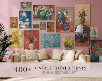 400 stampe floreali vintage, set di quadri botanici da parete (download digitale)