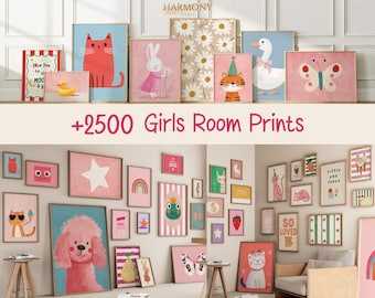 2500 Girls Room Prints Bundle, Pink Girl Nursery Wall Art (Digital Download)
