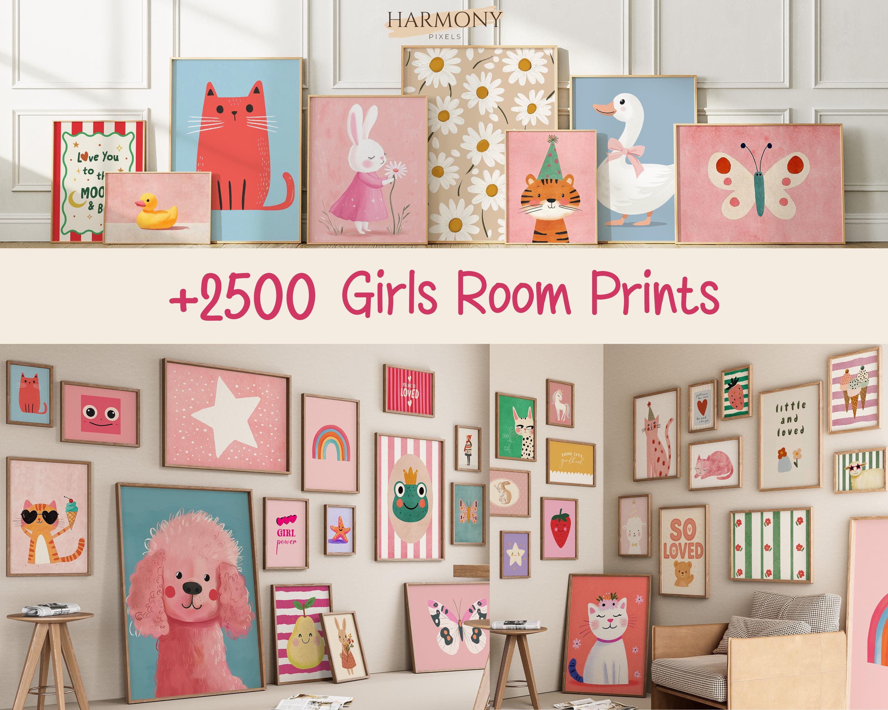 2500 Girls Room Prints Bundle, Pink Girl Nursery Wall Art (digital ...