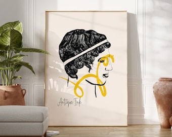 Ancient Greek Statue Poster, Minimalist Line Art (Digital Download)