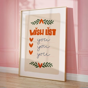 Impresión de pared de cita retro, lista de deseos, arte de pared imprimible, impresiones digitales, impresiones tipográficas estéticas de muy buen gusto, regalo para ella o él, cartel de amor