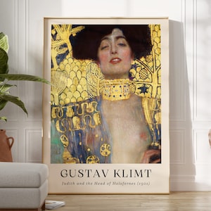 Impresión de Gustav Klimt, Judith y la cabeza de Holofernes 1901, cartel de Gustav Klimt, cartel de la exposición de Klimt, arte de pared vintage, descarga digital