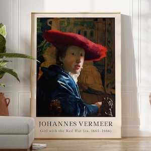 Johannes Vermeer Print, Girl with the Red Hat ca. 1666, Johannes Vermeer Poster, Gallery Wall Art, Exhibition Poster, Digital Download