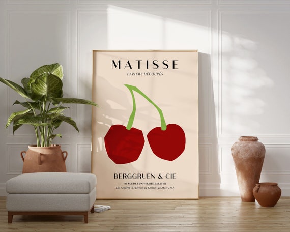 Henri Matisse Print, Cherry Matisse Art Exhibition Poster, Matisse Papiers Découpés, Boho Wall Art, Kitchen Wall Art, Digital Download