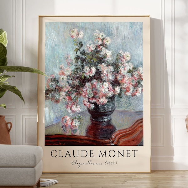 Claude Monet Print, Claude Monet Poster, Chrysanthemums 1882 by Claude Monet, Vintage Print, Museum Poster, Digital Download
