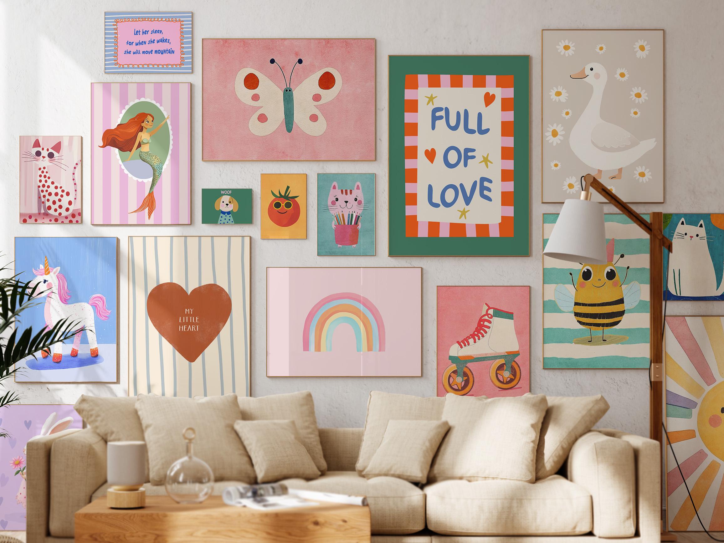 2500 Girls Room Prints Bundle, Pink Girl Nursery Wall Art (digital ...