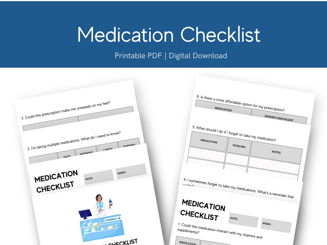 MEDICATION CHECKLIST What to Ask Your Pharmacist Etsy