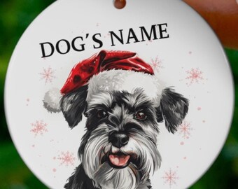 Schnauzer Watercolor Personalized Dog Ornament, Custom Dog Ornament, Christmas Gifts, Gift for Pet Lovers, Dog Owner Gift,