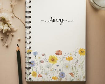 Personalized Wildflower Spiral Notebook: Custom Floral Journal