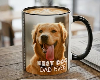 Bester Hundevater Kundenspezifische Tasse mit Haustier-Foto, personalisierte Golden Retriever-Tasse, Benutzerdefinierte Hundebild-Kaffeetasse, Haustiernamen-Tasse, Geschenk für Hundeliebhaber