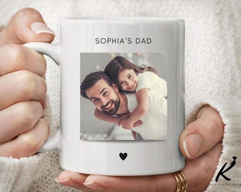 Custom Photo Dad Mug, Personalized Name Coffee Cup, Minimalist Father’s Day Gift, New Dad Gift from Wife, First Time Dad, Grandpa Photo Mug