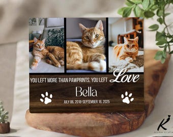 Personalized Cat Memorial Photo Plaque, Custom Cat Keepsake