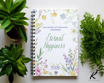 2026 Eternal Happiness Convention Notebook, Personalized JW Gift for Baptism, Jehovah's Witnesses Spiral Journal, Custom Assembly Stationery