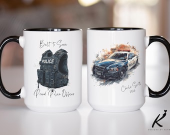 Personalized Police Officer Mug, Custom Name Ceramic Cup, Police Academy Gift, boyfriend gifts