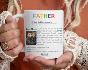 Custom Best Dad Ever Search Mug Personalized Father Photo Coffee Cup Birthday Gift for Dad Unique New Dad First Father’s Day Keepsake