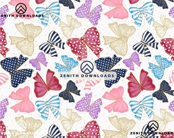 Coquette Bows Seamless Pattern, Pink Toile Digital Paper (PNG File)