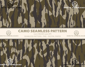 Tree Camo Seamless Pattern PNG, Woods Hunting Design (Digital Download)