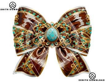 Lazo de piel de vaca turquesa verde azulado PNG: Diseño de sublimación occidental (descarga digital)