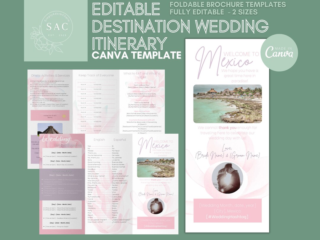 Destination Wedding Template | Editable Canva Template | Succulent ...