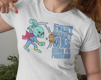 T-Shirt Easter Every Bunny Was Kung-Fu Fighting Parody Graphic Tee