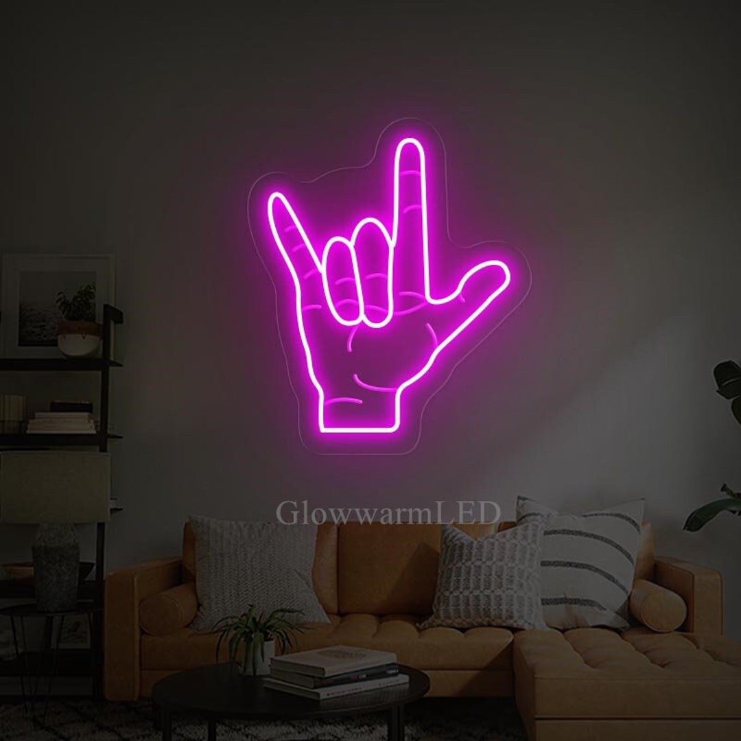 I Love You Sign Language Neon Sign I Love You Hand Neon Etsy