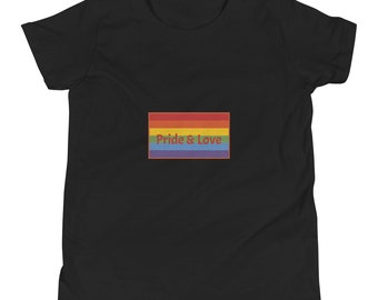 Pride & Love Youth T-Shirt: Rainbow Graphic, Black Cotton Tee