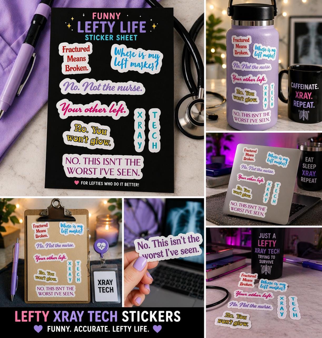 X Ray Tech Gift | Radiology Sticker Sheet | Rad Tech Funny Stickers | X ...